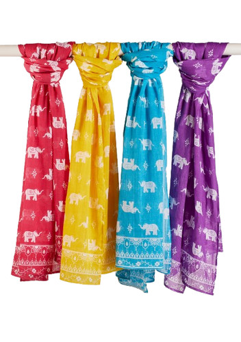 Cotton scarf elephant pattern - cotton,