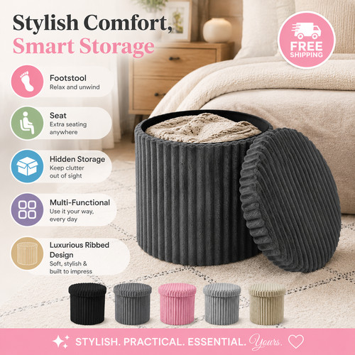 Round ribbed storage box - round,