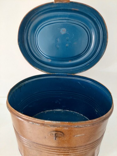 Antique victorian tin hat box - tin,