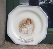 1930s Paragon China Octagonal Tea Plate Princess Elizabeth & Margaret Rose