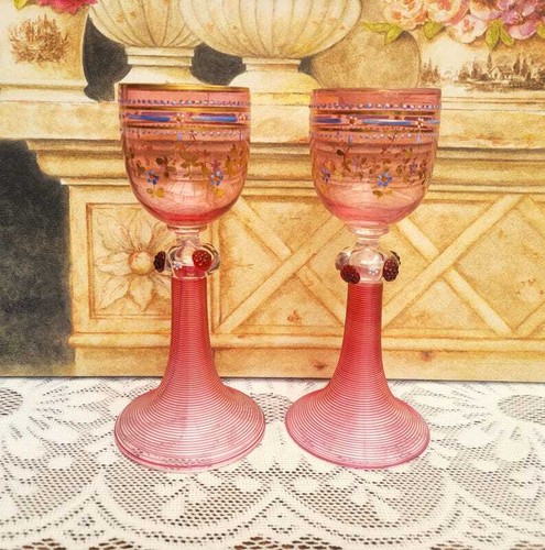 Pair moser bohemian glass - pair,