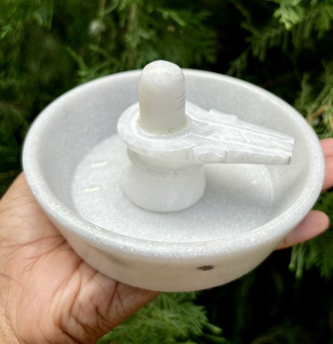 White marble stone shivling - marble,