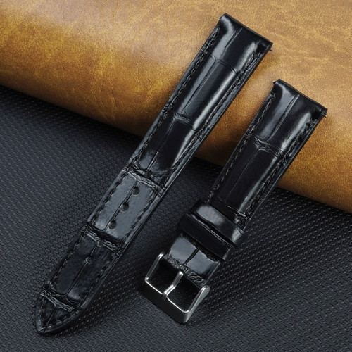 Black leather watch strap men - leather,
