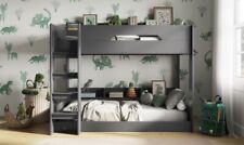 Kids Dark Grey Bunk Bed With Storage Shelves And Ladder - Gravity Bunks