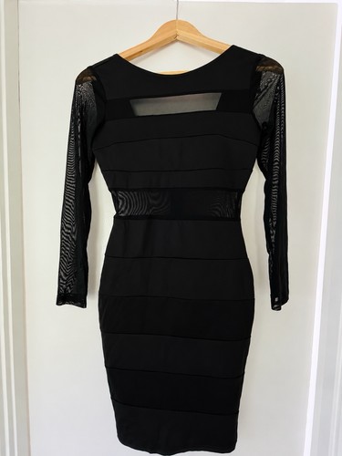 Black scoop neck bodycon knee - neck,