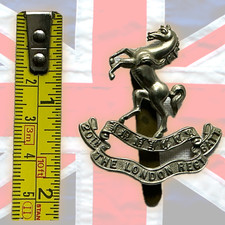 BRITISH ARMY CAP BADGE 20TH  LONDON REGIMENT WHITE METAL