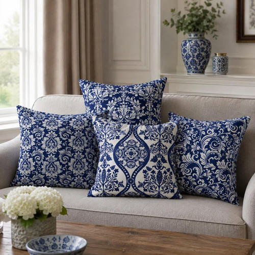 Blue and white pillow - pillow, covers