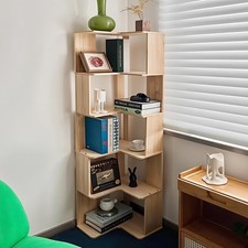 Modern Wooden Corner Bookcase Living Room Bedroom Storage Display Rack Bookshelf