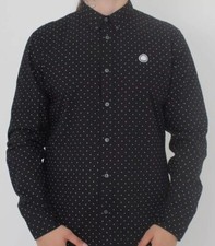 Pretty Green Mens Hornlock Polka Dot Slim Shirt - Black, Black, Size M