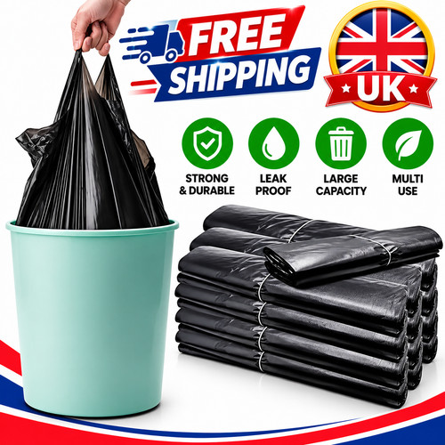 100 black plastic carrier bags - 100,