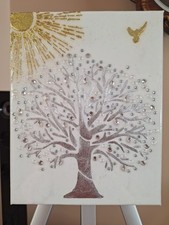 Unique Sparkling Tree Of Life Wall Canvas Hanging Textured, Harmony Atmosphere 