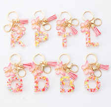 DIY A Z Letter Keychain Metal Pendant Women Car Key Ring Party Gift