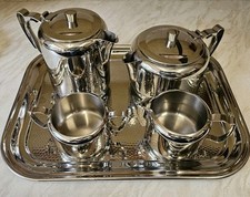 Vintage Old Hall stainless steel tea set, mid-20th century