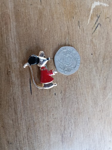 Vintage gold tone mouse brooch - tone,