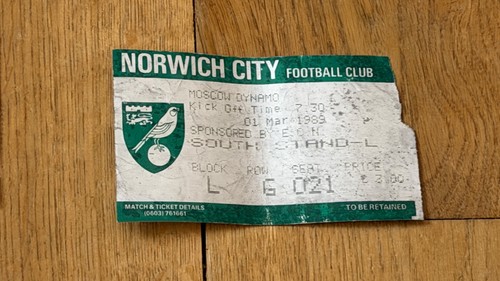 Ticket 1988 norwich city v - city,