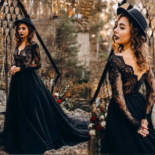 Gothic black wedding dresses - gothic,