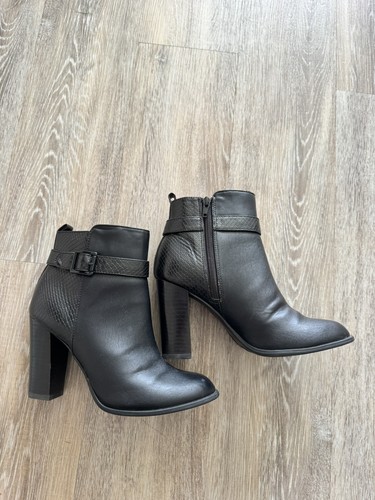 Black faux leather - faux, ankle