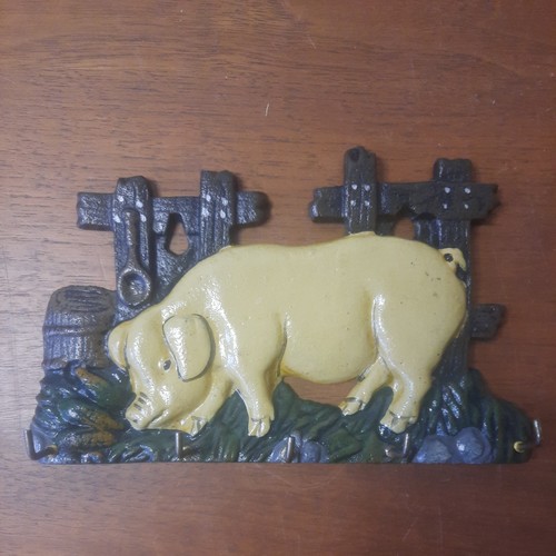 Vtg cast iron pig fence - cast, &