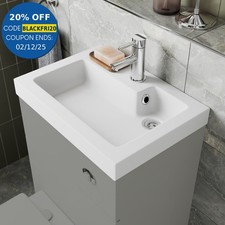 Bathroom 500mm Wash Basin Sink White Gloss Modern Recessed 1 Tap Hole