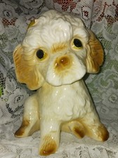 Vintage UCGC Taiwan Ceramic Pottery Bichon Frise Poodle 7" Puppy Dog Figurine