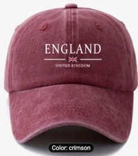 ENGLAND BASEBALL CAP ☆ ADJUSTABLE ☆ BLACK☆ NAVY☆CRIMSON☆