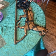 Vintage Racing Horse Sulky Buggy Wall Art Decor 1971 Dart Ind USA  Large 38" 