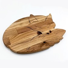 Fox Wooden Chopping Board Cutting Serving Bread Solid Oak Hand Made Arboretum UK