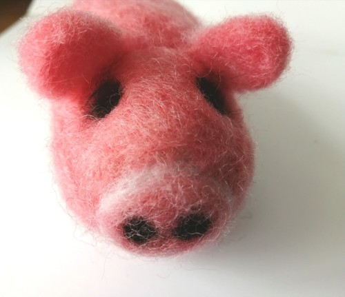 Handmade needle felted pig pin - handmade, pig/pin