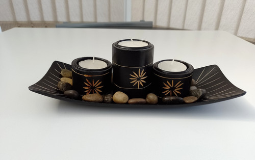 Essence bamboo candle holder - candle,