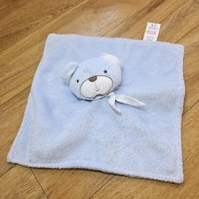 F&F Tesco blue teddy bear baby comforter blanket blankie soother Neckerchief 