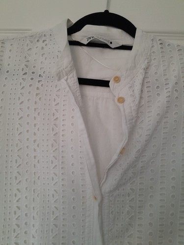 Zara white cotton eyelet - zara,