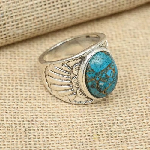 Copper turquoise gemstone band - copper,