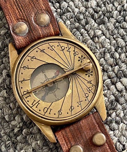 Nautical brass sundial compass - nautical,