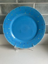 Whittard Of Chelsea Spotted Dinner Plate Blue Spotty Ceramic 27cm Plate Crazed