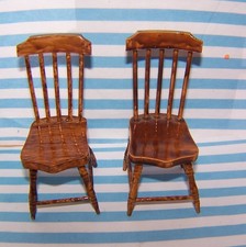 DOLLS HOUSE, CHAIRS, 12TH, PAIR, WALNUT DESIGN, WOOD, FURNITURE, VINTAGE, B