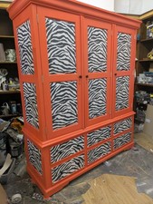 Triple Vintage Wardrobe Bedroom Furniture Painted Upcycled Commission Piece