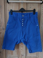 Mens Humor Lago Drop Crotch Shorts Size S Island Blue Button Detail