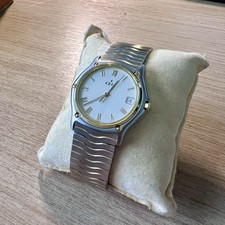 EBEL Classic Wave Men's Watch 35mm 18K Gold Bezel Watch E-1187141 Box And Papers