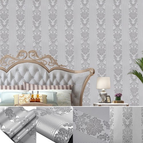 Silver grey damask glitter - damask,