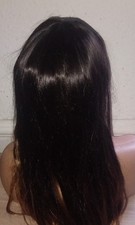 Women's hair, Remy 100% Human hair, black golden uncombed 16" self-styling wig 