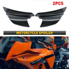 Pair  Carbon Fiber Motorcycle Side Winglets Air Deflector Wing Kit Spoiler