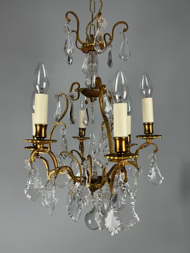 French brass crystal 6 light - &,