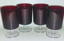 1970s Red Glass Wine Glasses Luminarc France Ruby Red Vintage