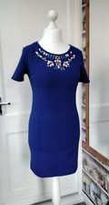 Lipsy Blue Rhinestone Beaded Shift Dress Size 10 Brand New Without Tag