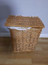 Brown Honey Wicker Laundry Basket Bin Toilet Roll Holder + Lining