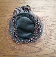 Vintage Blue/Pink Pillbox Hat With Face Net. One Size.