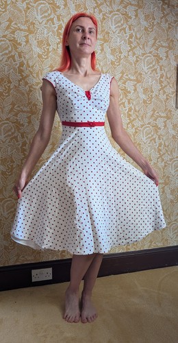 Polka dot swing dress - polka, size