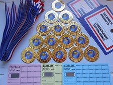 NETBALL - 50 MM METAL MEDALS WITH RIBBON SET OF 15 -CERTIFICATES/SCRATCH CARDS