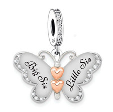 CLOSING DOWN SALE, New Sterling silver 'Big Sister & Little Sister' Dangle Charm