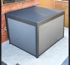 Harbour Lifestyle 3m x 3m Square Pergola with 3 Blinds and LED Lighting in Grey